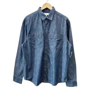 Old Navy Mens Shirt Long Sleeve Button Down Cotton Collared Blue White Large NWT